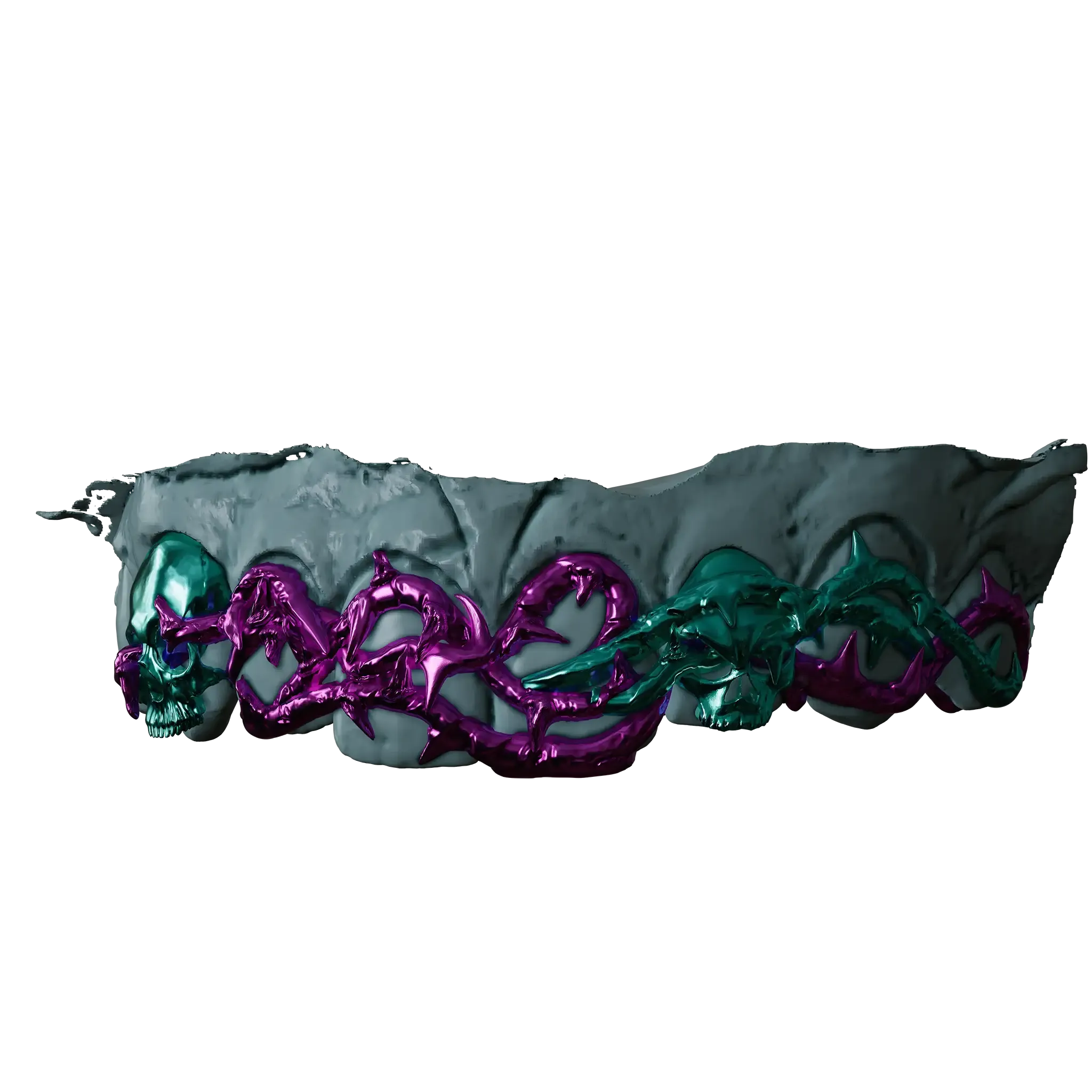 Skulls and thorns grillz work by Mike